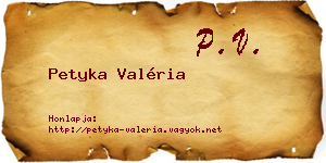 Petyka Valéria névjegykártya